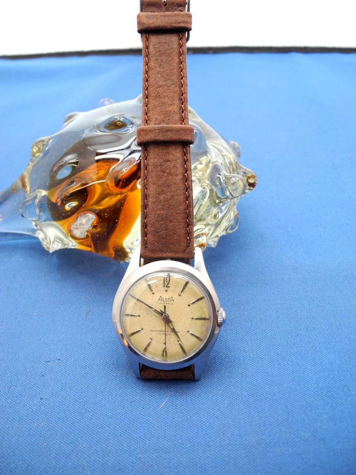 Vintage 1950s Alsta MAN.WIND 17 Jewels Watch Incabloc #AS1187, WORKING,SERVICED