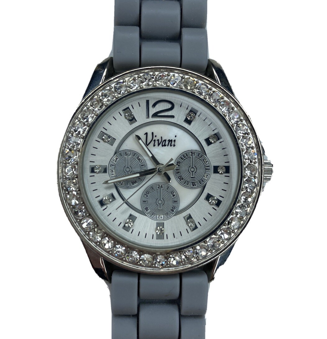 E Vivani Accutime K9004GRY Stainless 0911 Singapore Gray Jelly Crystals Untested
