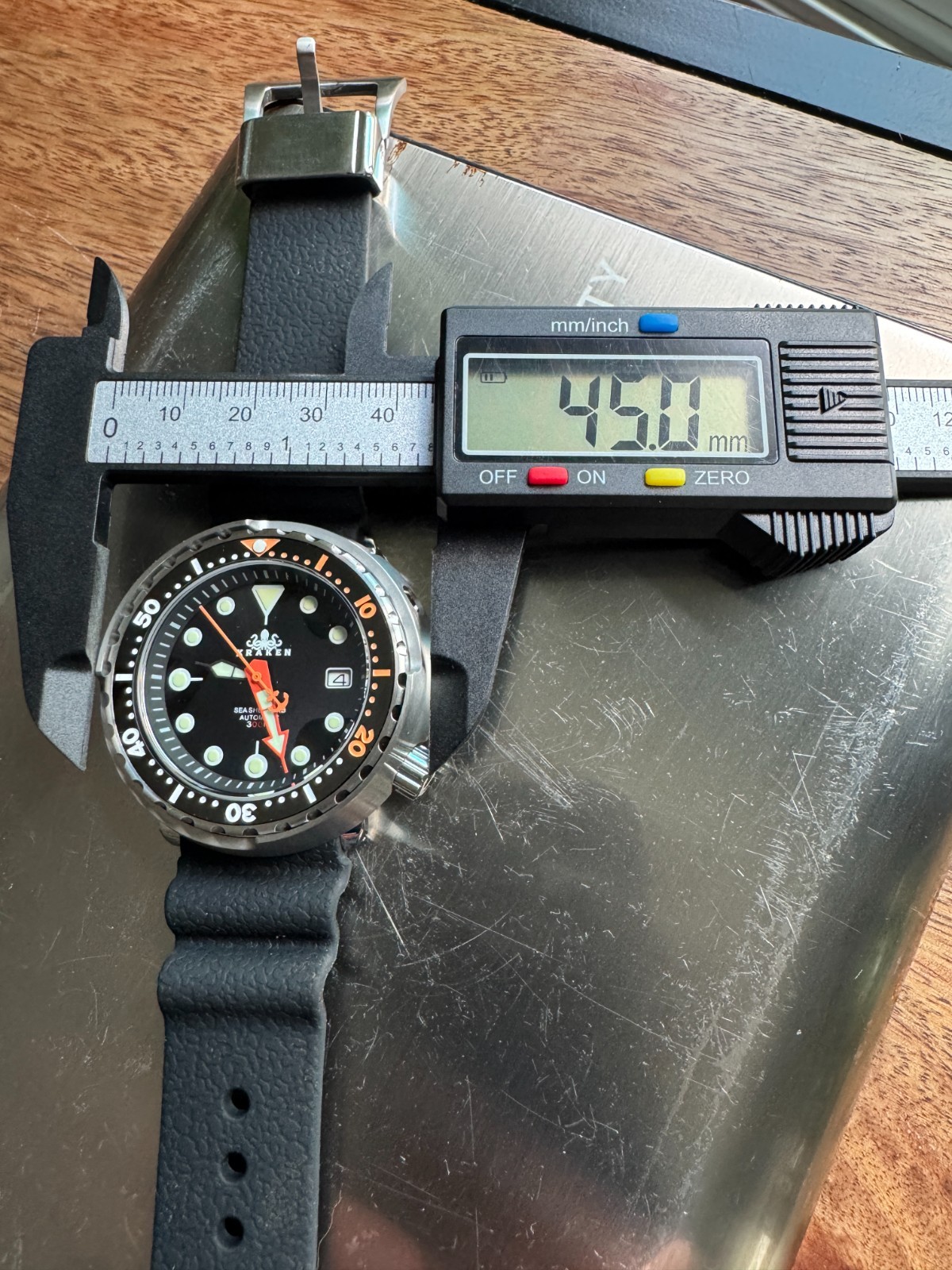 KRAKEN Automatic Dive Watch 300M NH35 Sapphire Steel Black Orange Diver