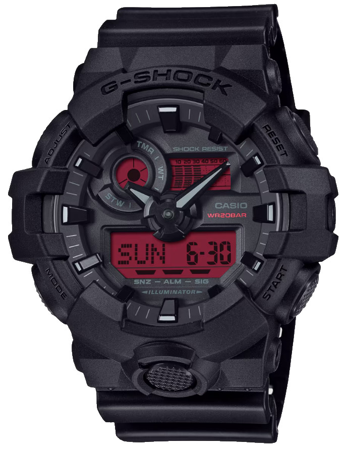 Casio G-Shock Analog/Digital Black Resin Watch GA-700BBR-1A/ GA700BBR-1A