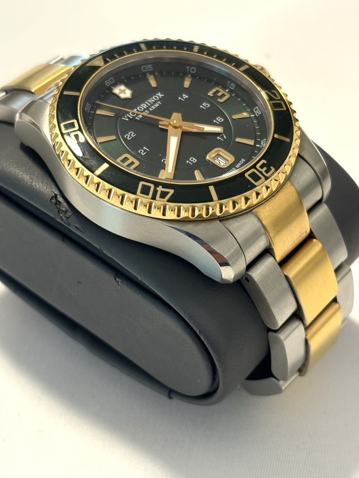Victorinox Swiss Army Maverick GS Mens Watch 241605 Green Dial Two Tone Steel