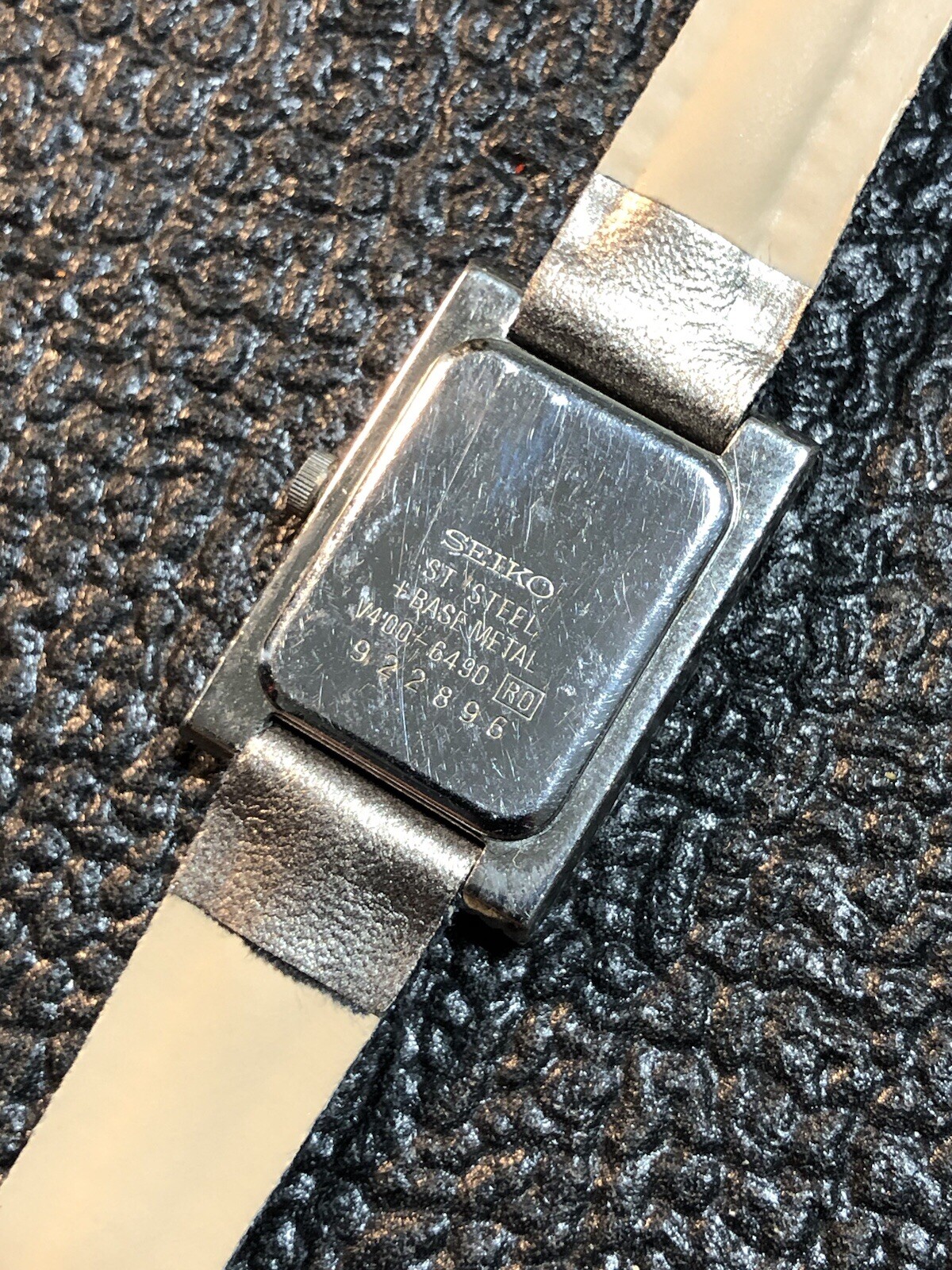 Vintage Seiko Women’s Rectangle Tank Silver Tone V400 Watch New Band/Battery