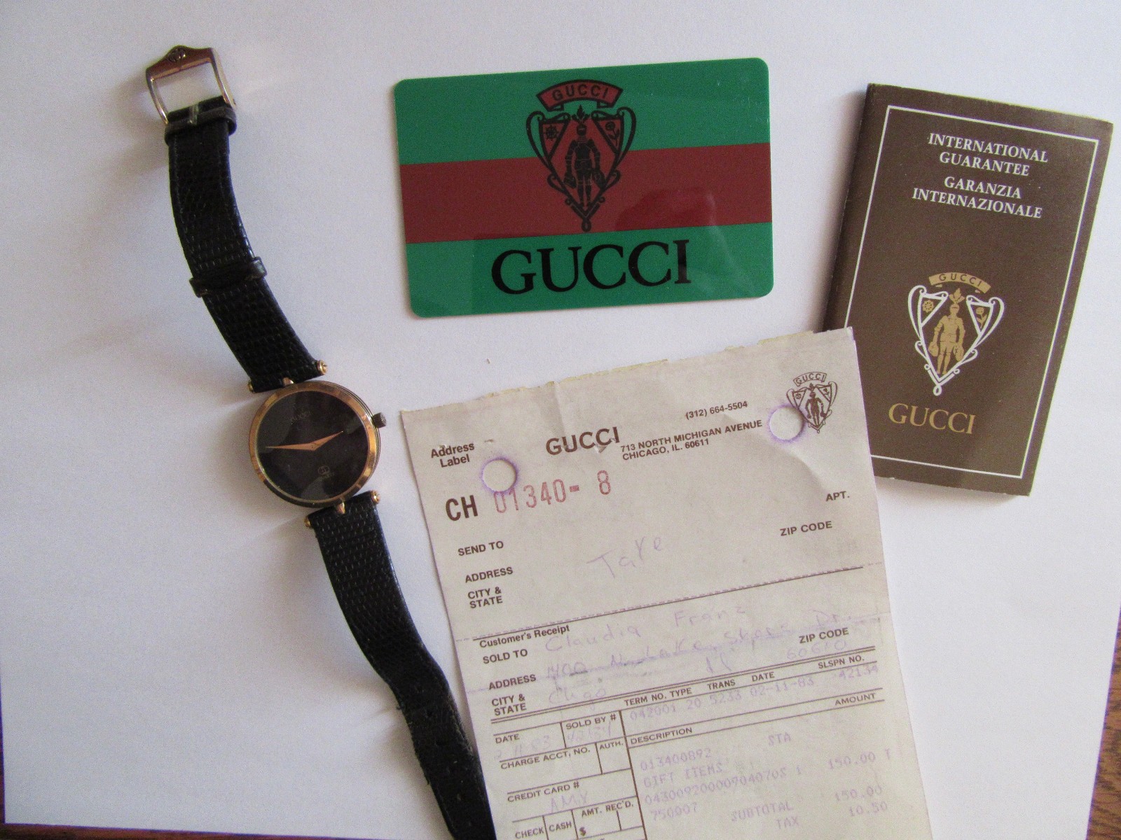 Vintage Ladies Gucci Watch Black Face w original receipt