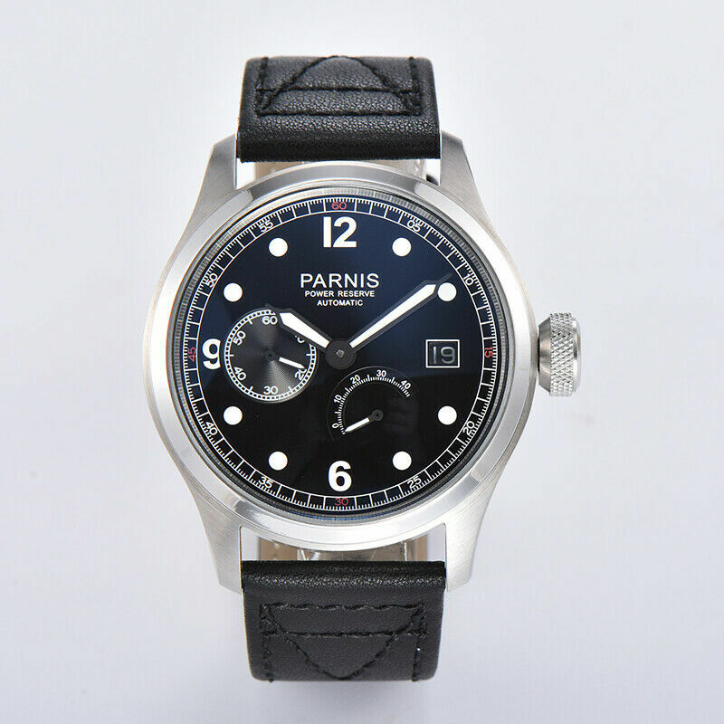 PARNIS Gents 46.5mm Automatic Watch for Men Power Reserve Movement Wristwatches