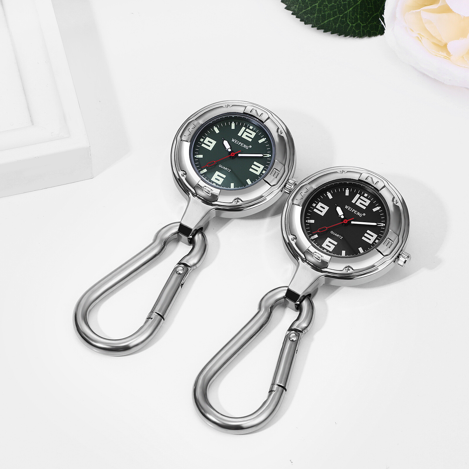 Outdoors Clip-on Carabiner Backpack Buckle Fob Quartz Watch Sports Hiking Gift