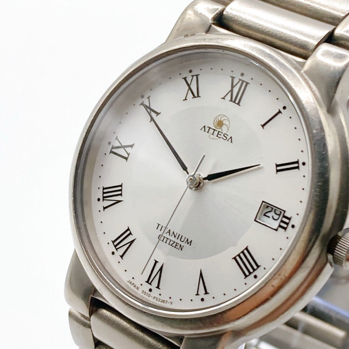 Citizen Attesa 5510-F52231 Date Silver Dial Titanium Watch Japan