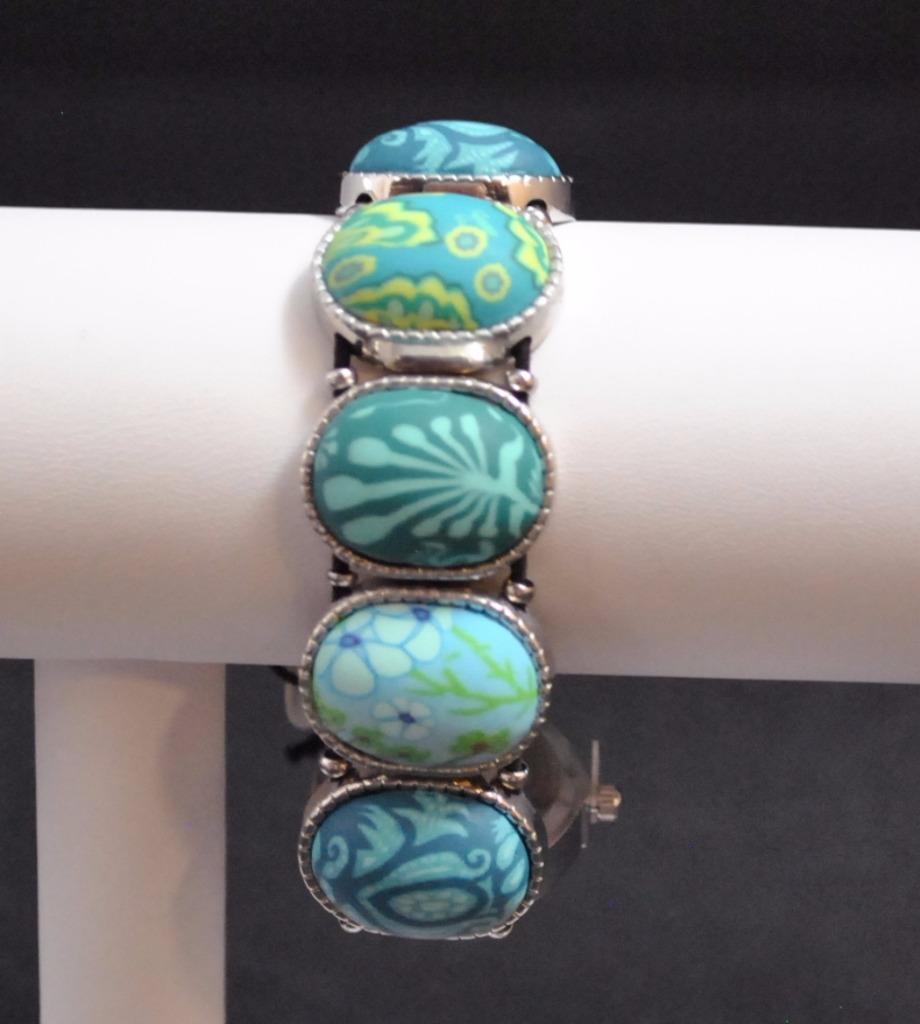 Jilzarah Emerald Oval Watch Bracelet Polymer Clay Beads Handcrafted Artisan