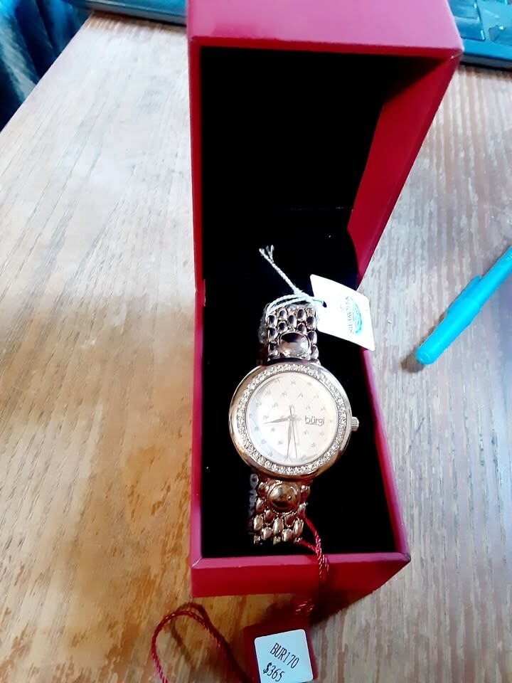 New Burgi Watch Crystal Diamond Pattern Bracelet BUR170 Rose Gold Tone