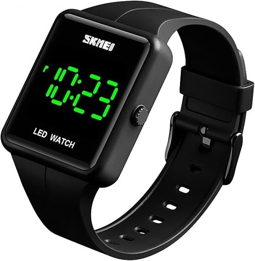 Large Face LED Digital Watch Date Time 3Bar Waterproof Men Women Black
