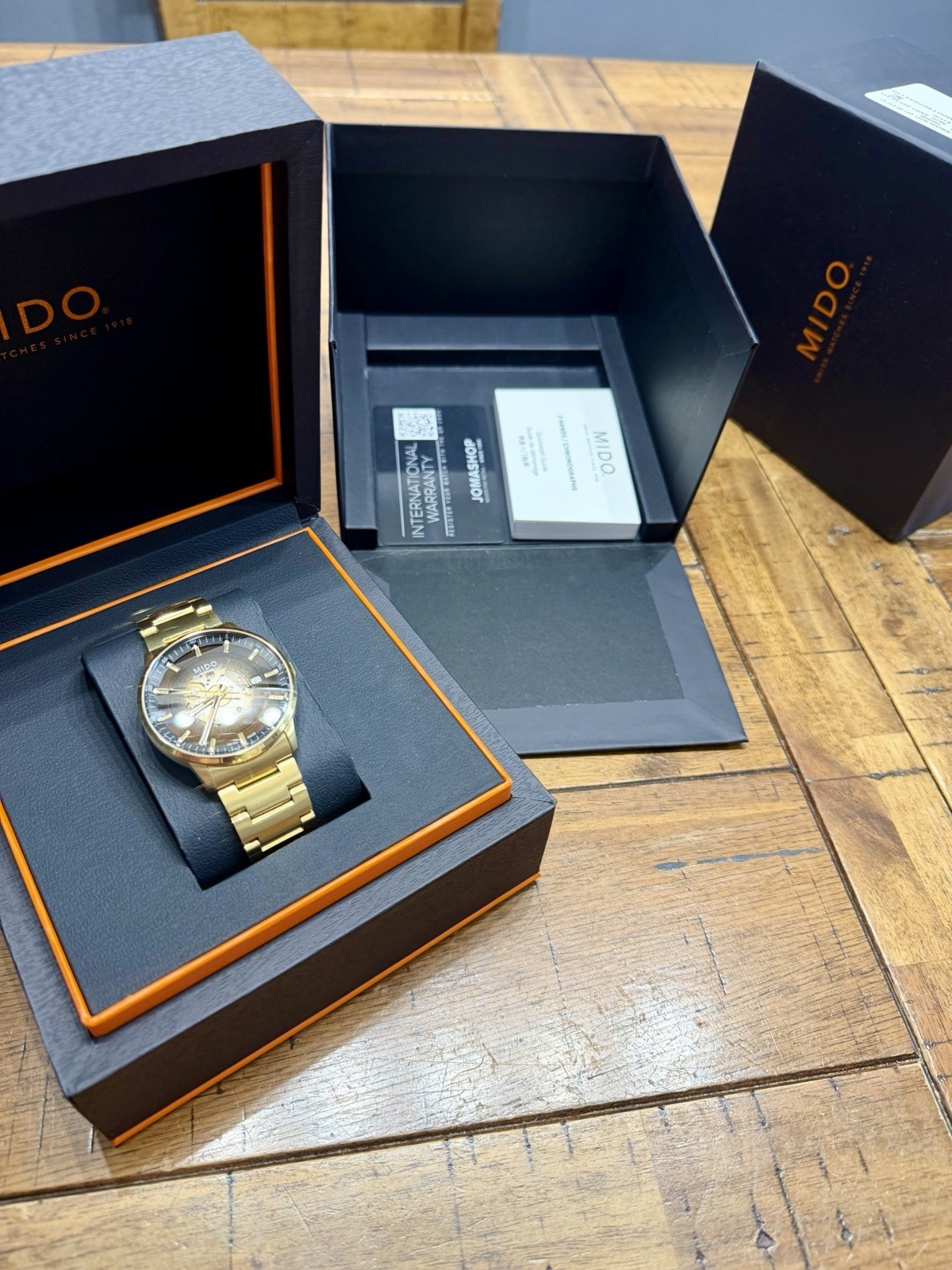 Mido Commander Gradient 40mm Mens Gold Watch see-through dial M021.407.33.411.01