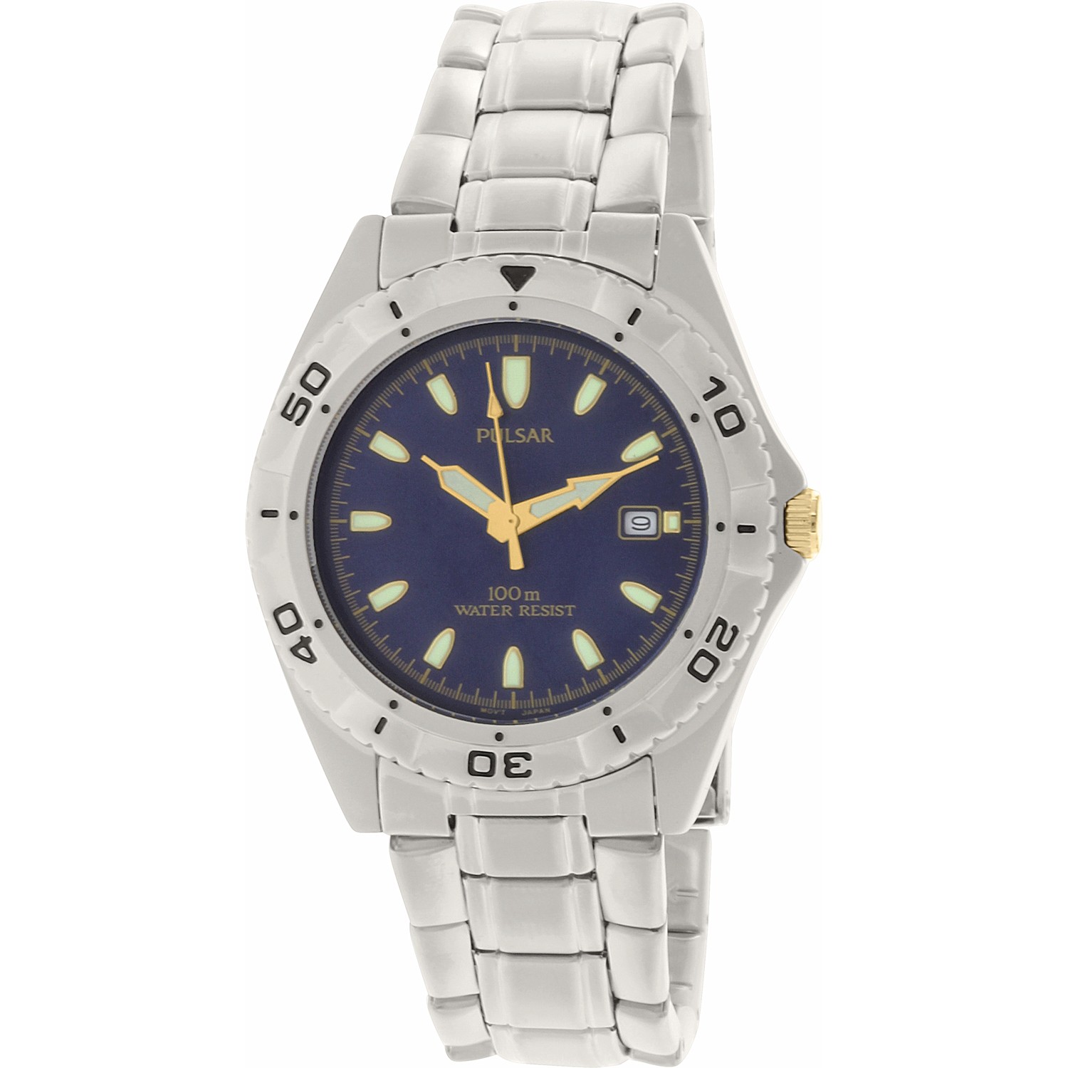 Pulsar Men’s PXD681X Silver Stainless Steel Blue Dial 100m Quartz Watch