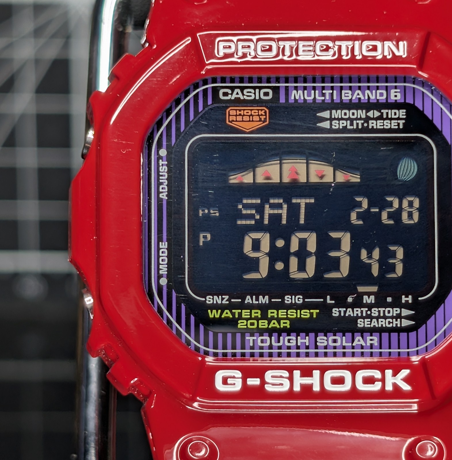 Casio G-Shock Summer GWX-5600 G-Lide Solar Multiband Red Square GWX-5600C-4