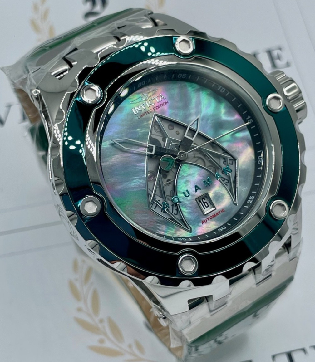 Invicta DC Comics Aquaman Auto Men’s Watch w/ MOP Dial 52mm Green/Steel (43912)