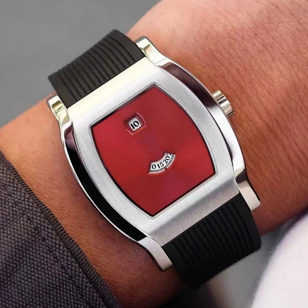 Men Jump Hour Automatic Mechanical Watch Sapphire Glass Rubber Strap Waterproof