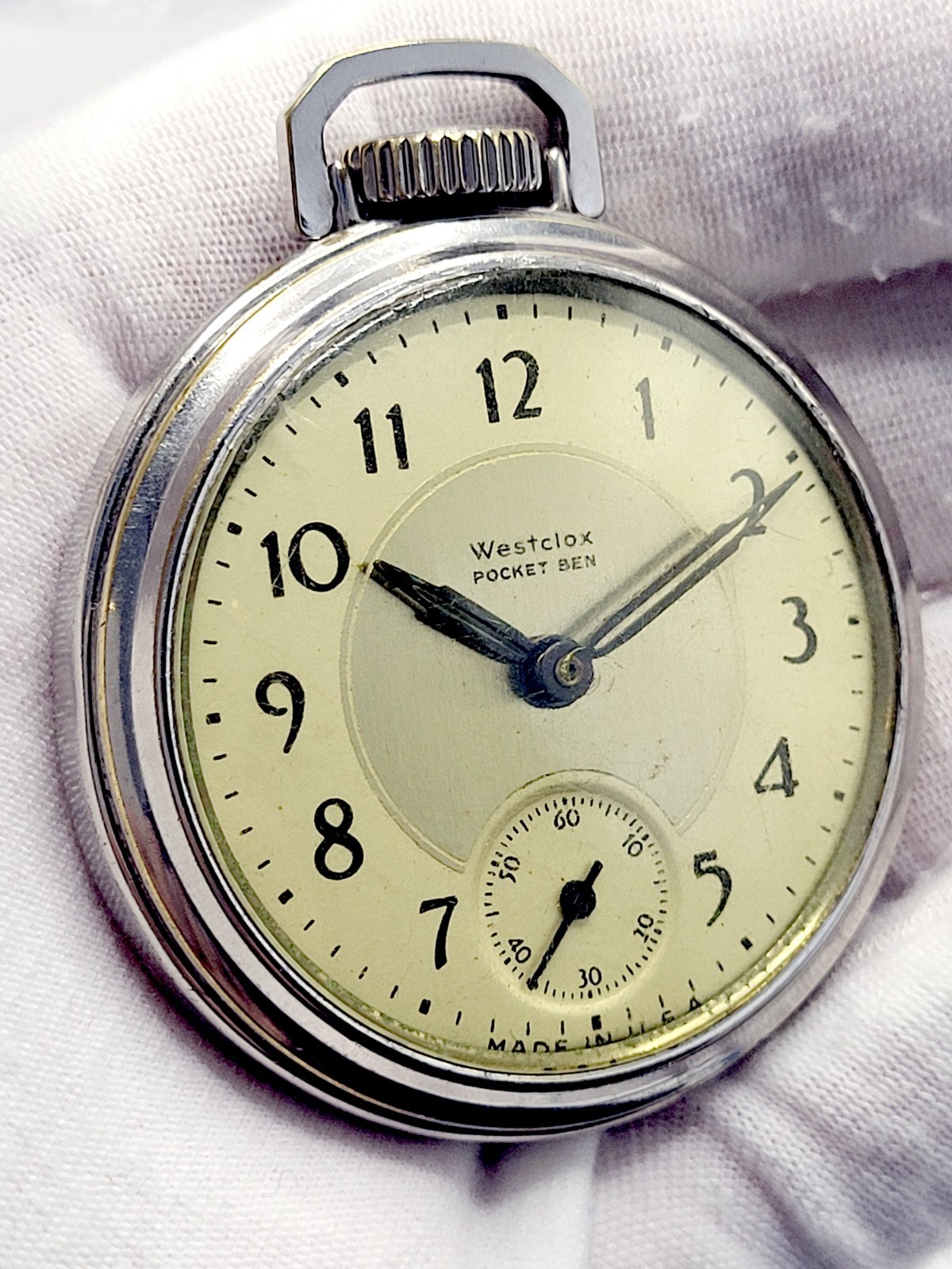 49mm [WORKS] 1950’S Westclox Pocket Ben Vintage Men’s pocket watch