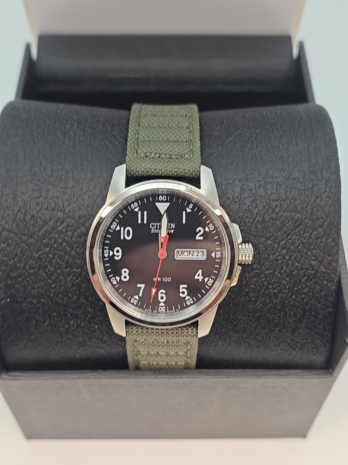 Citizen Military Army Green Nylon Strap Men’s 100M Eco Drive Watch