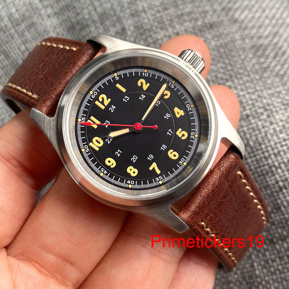 Tandorio 36mm Automatic Men Lady Pilot Watch Sapphire 20bar NH35A PT5000 Leather