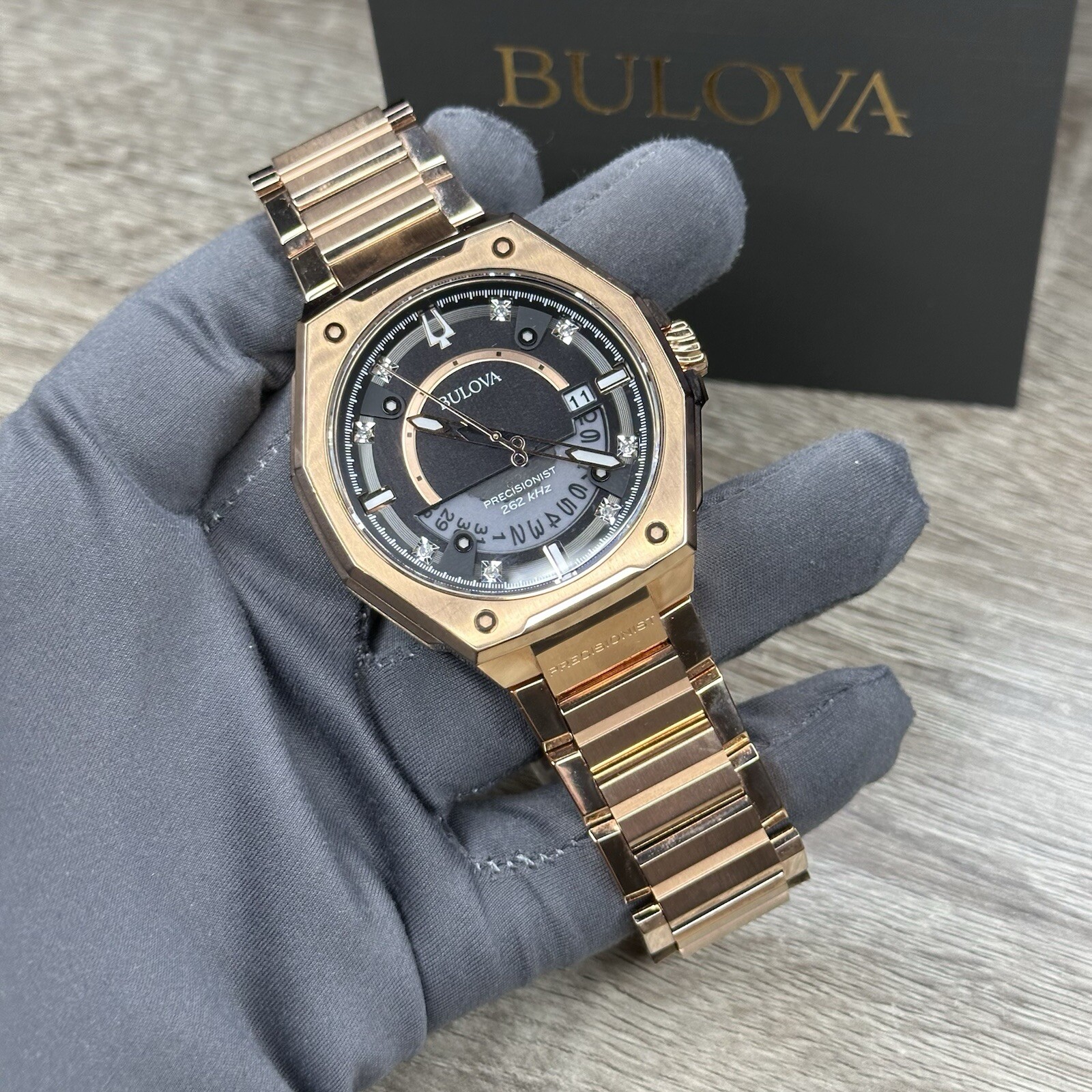 NEW✅262kHz✅Bulova Precisionist X Chronograph Rose Gold Steel Watch 97D129 $995