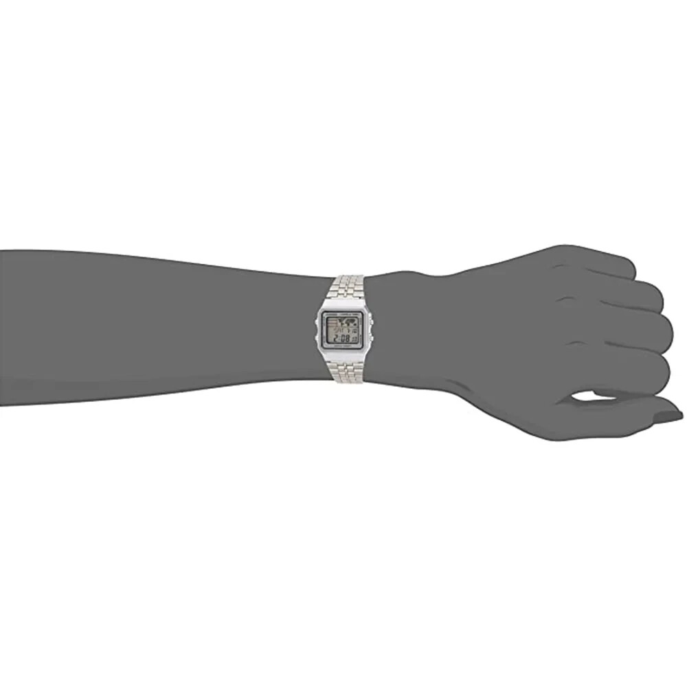 Casio Men’s LCD Dial Gray Stainless Steel Band Digital Quartz Watch – A500WA-7DF