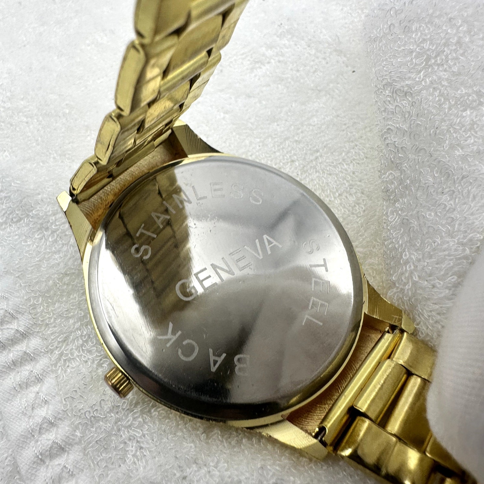 Geneva Gold Lightweight Tone Quartz Watch Black Minimalist Dial Metal Bracelet