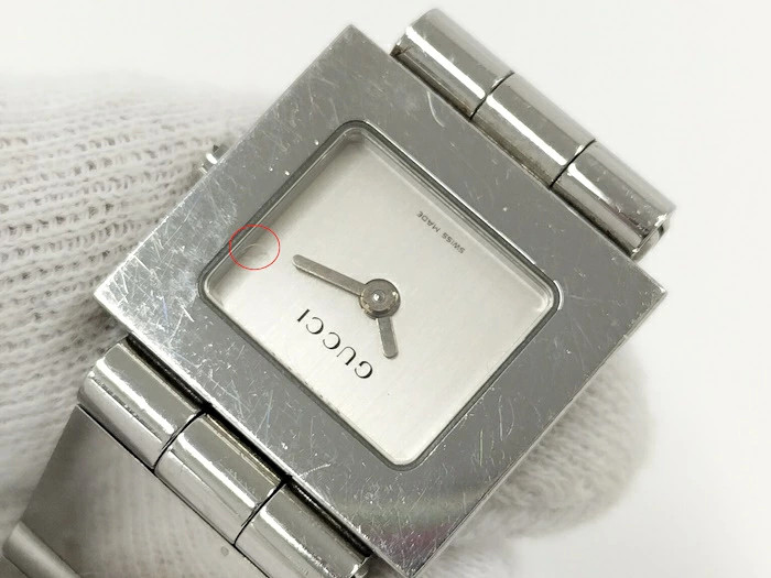 GUCCI Ladies’ Watch Square SS Quartz Silver Dial 300L Used