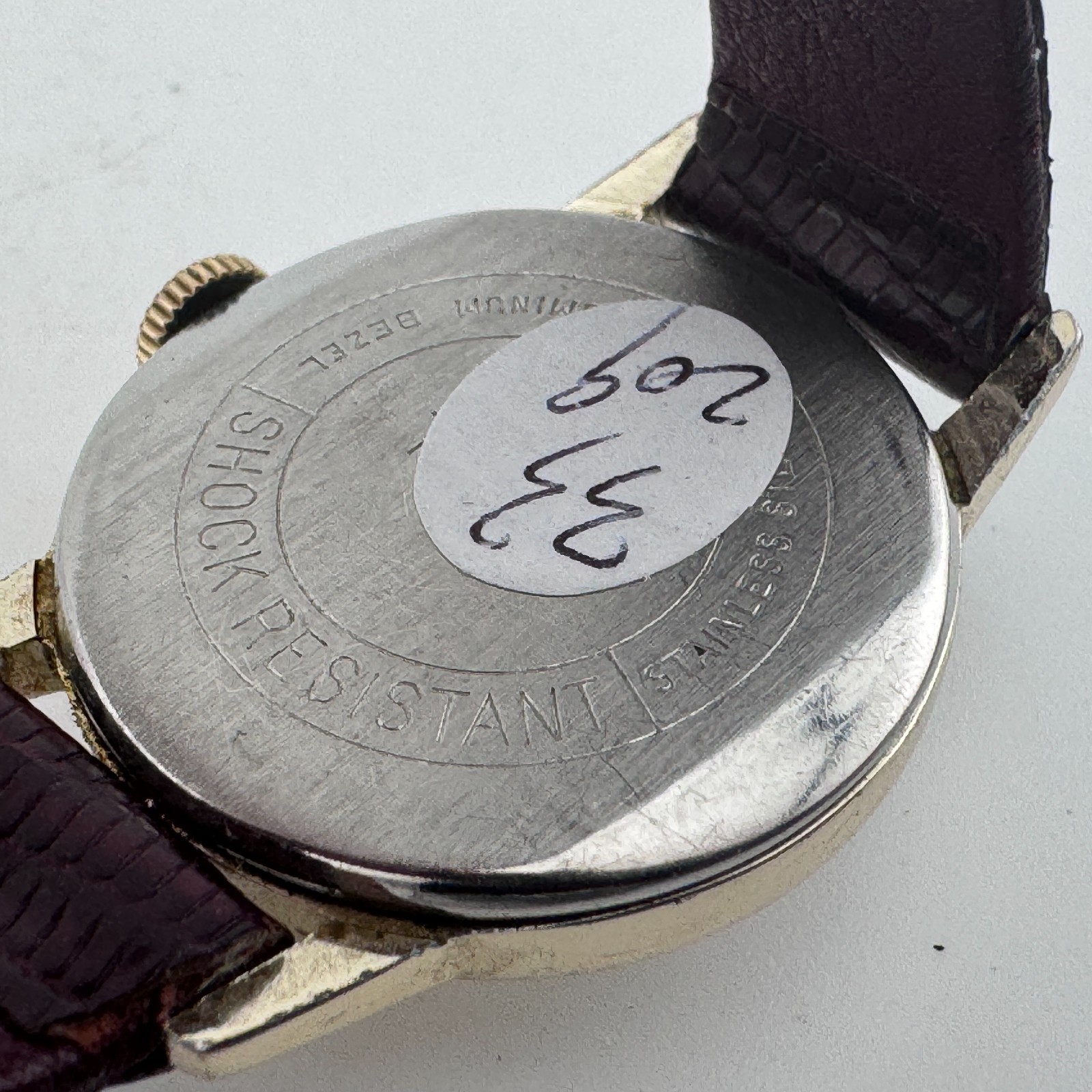 Early VTG Timex Hand-Winding Mechanical Watch Women Gold Tone Aluminum Leather