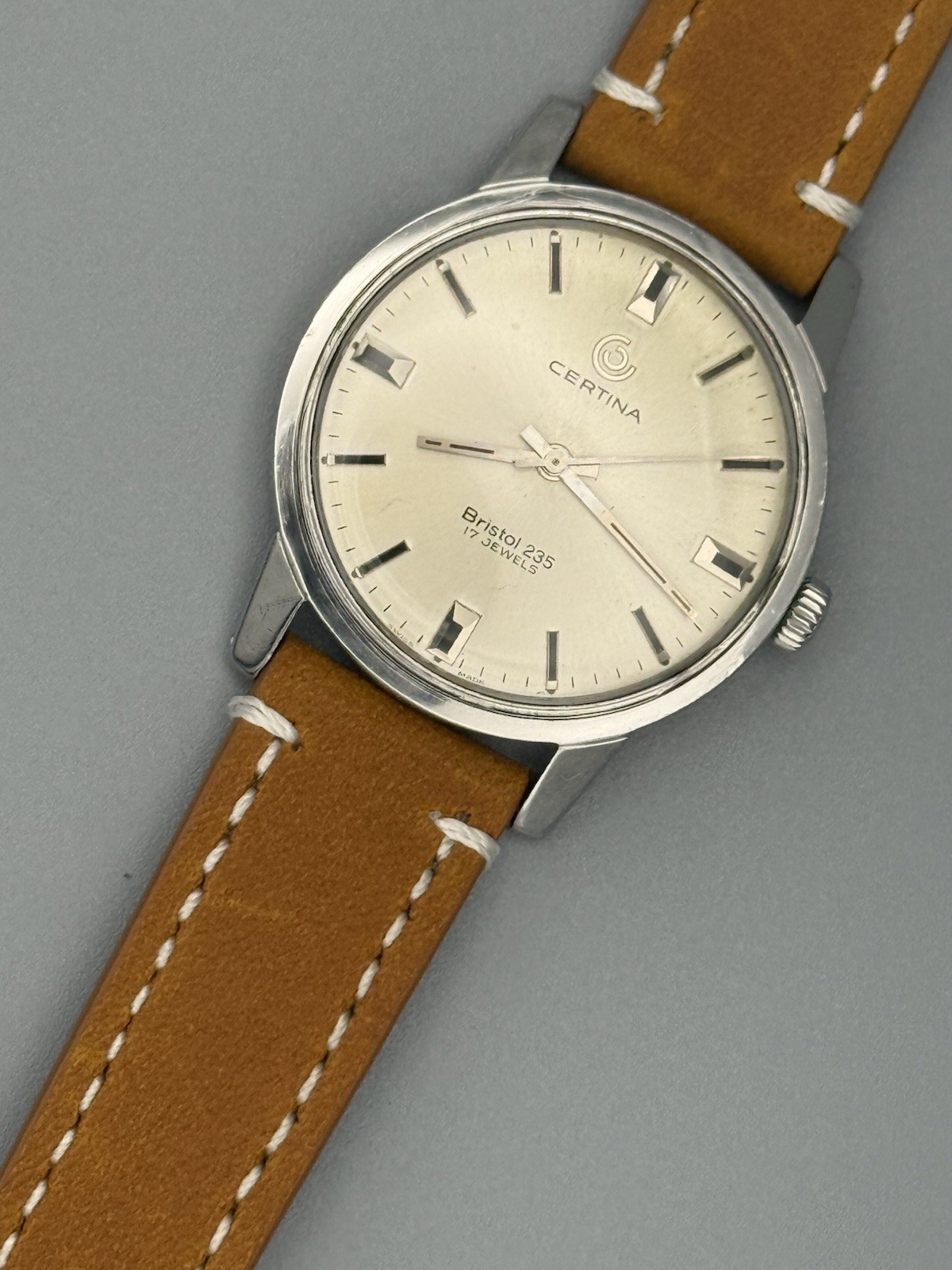 Certina Bristol 235 Manual Wind Swiss 17J Silver Dial Steel 34mm, runs great