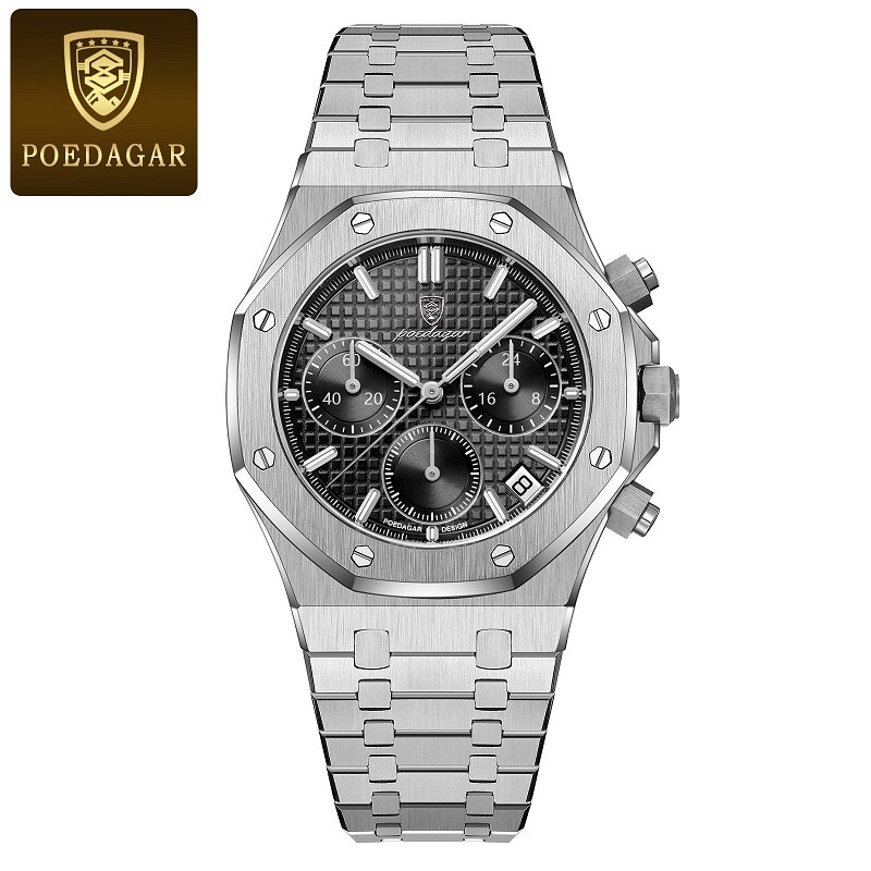 KC POEDAGAR Men Chronograph Quartz Wrist watch Business Luminous with box