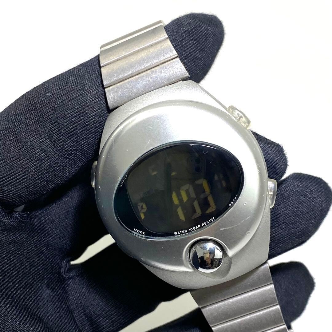 ALBA Digital Wristwatch SPOON Y2K Retro Futuristic Silver Authentic From Japan