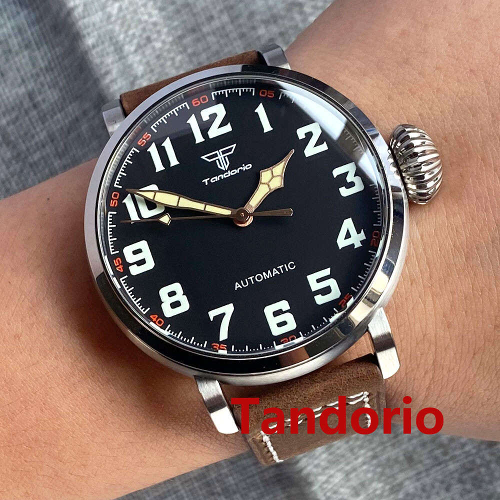 46.5mm Tandorio Sapphire Glass NH35A PT5000 Auto Movement Big Men Watch Luminous