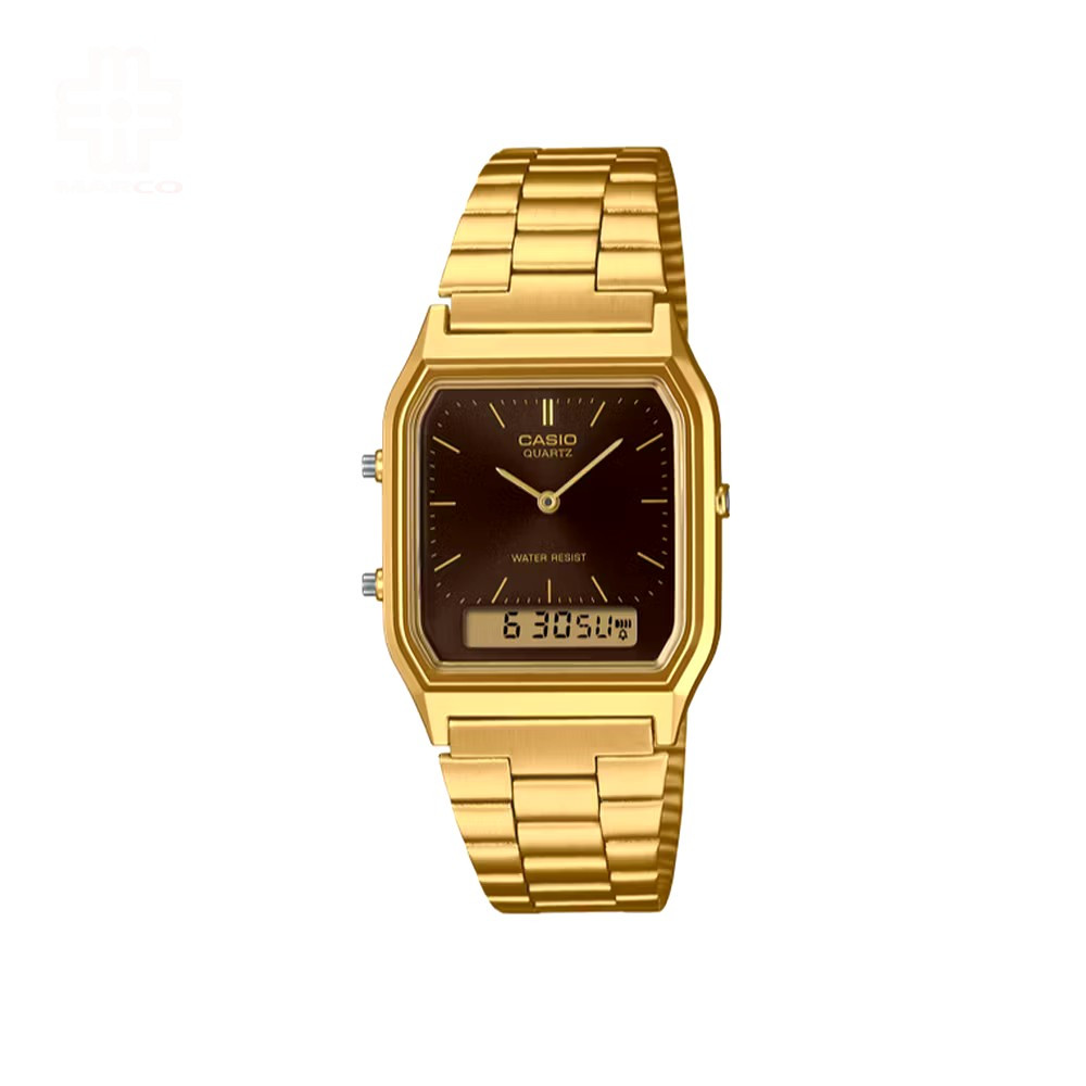 New Casio Analog Digital Brown Dial Casual Quartz Unisex Watch AQ-230GA-5A