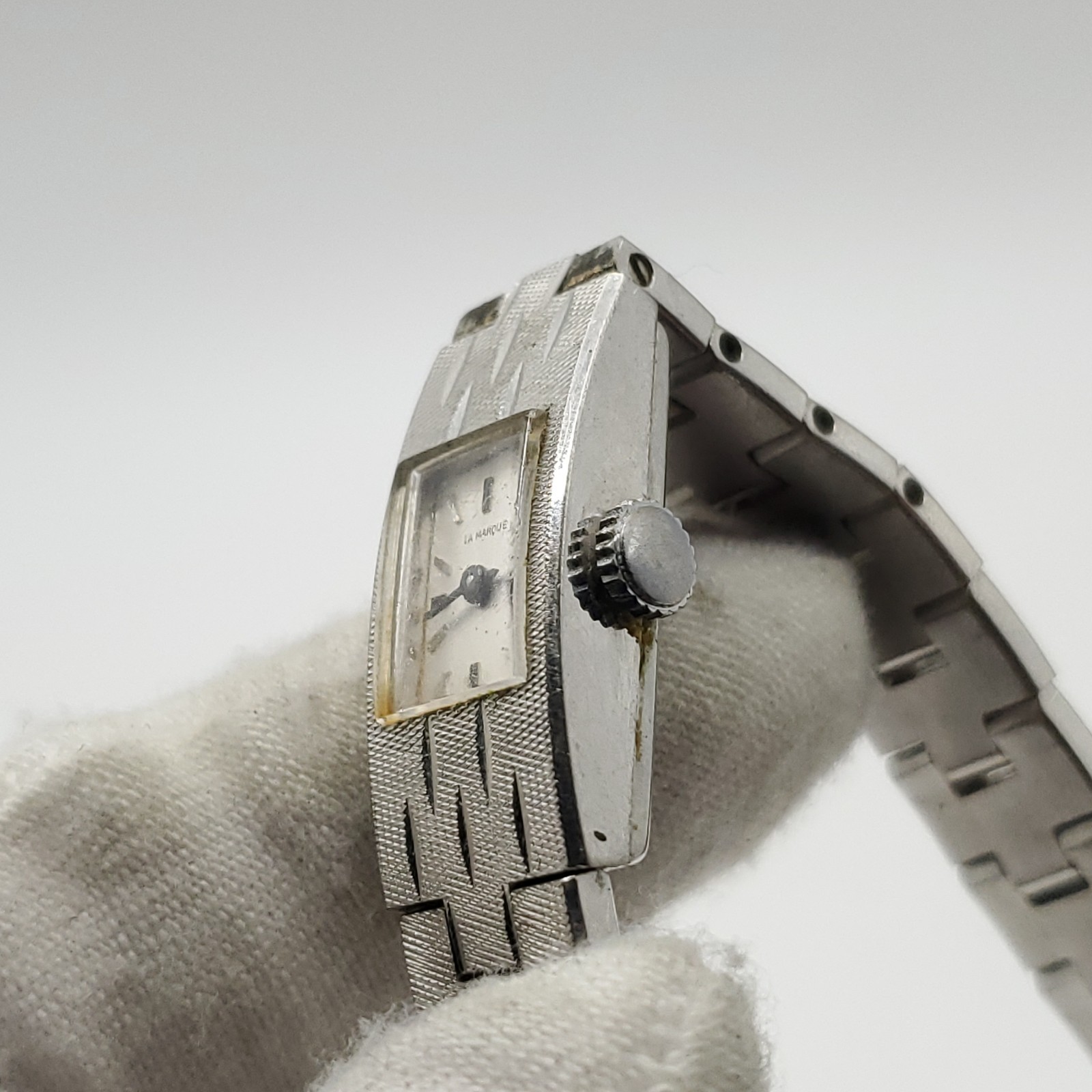 Vintage La Marque Mechanical Small Rectangle Dial Womens Watch 11mm Running 6.75