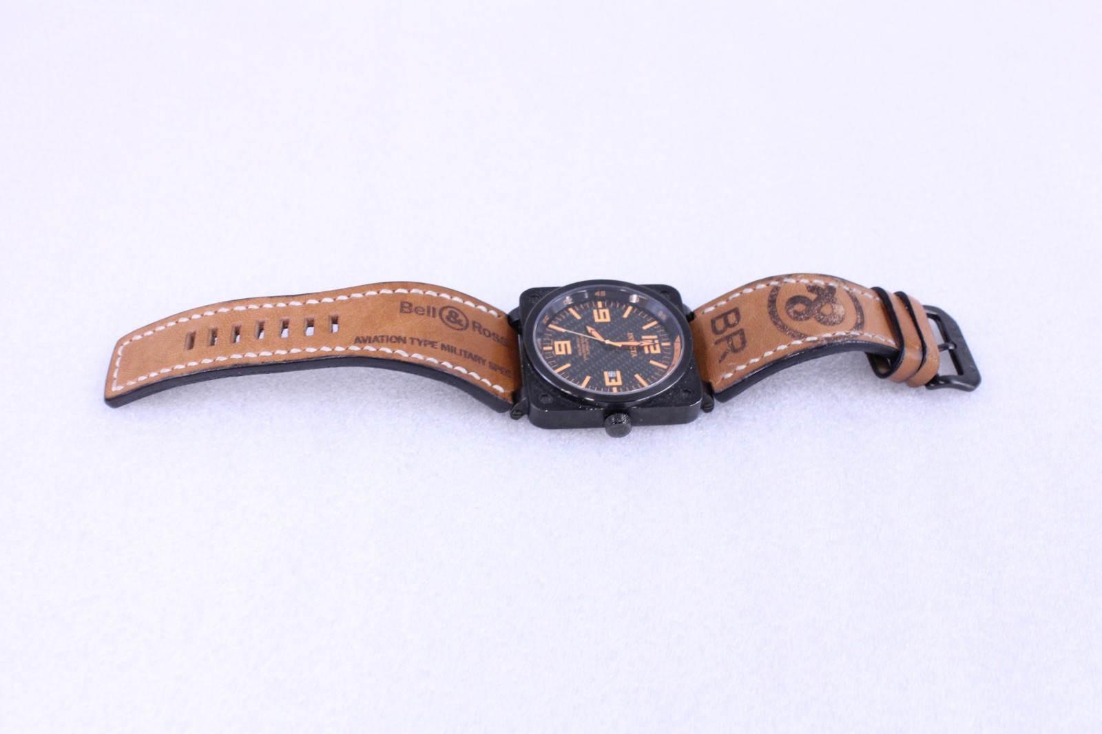 INVICTA Corduba Watch Bell & Ross Leather Band Carbon Fiber Dial Automatic 3965