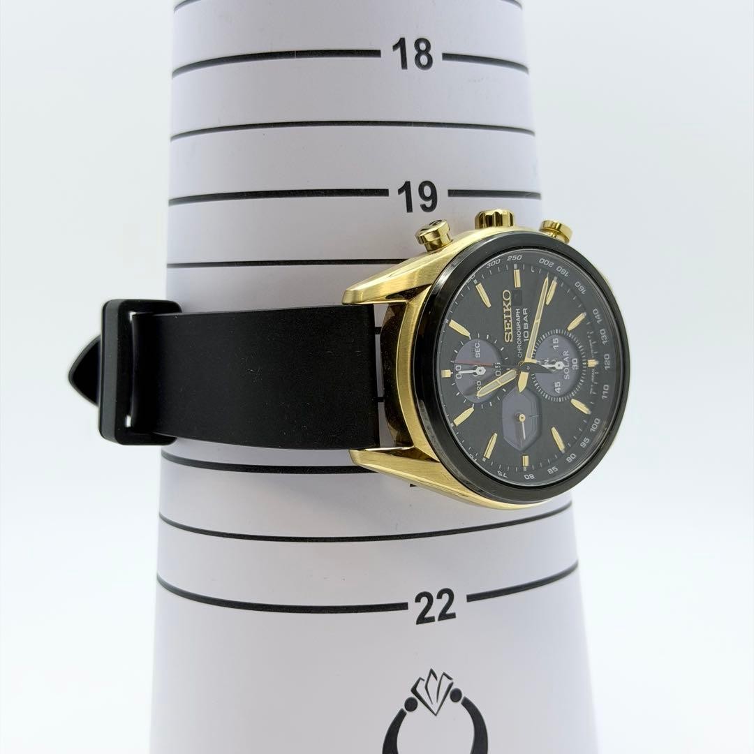 Seiko Makina Sportiva Solar Watch 41mm Black Dial wrist 20.5cm/8.1in