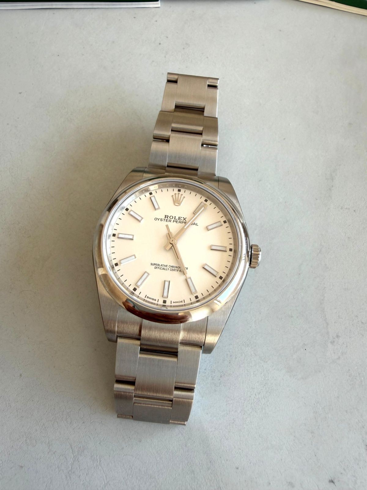 NOS Full Stickers 2020 Rolex Oyster Perpetual 39 mm White Dial Steel Watch