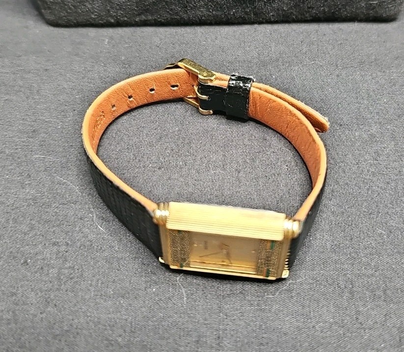 Paolo Gucci Swiss Made Quartz Rectangular Gold Case & Dial Brown Strap