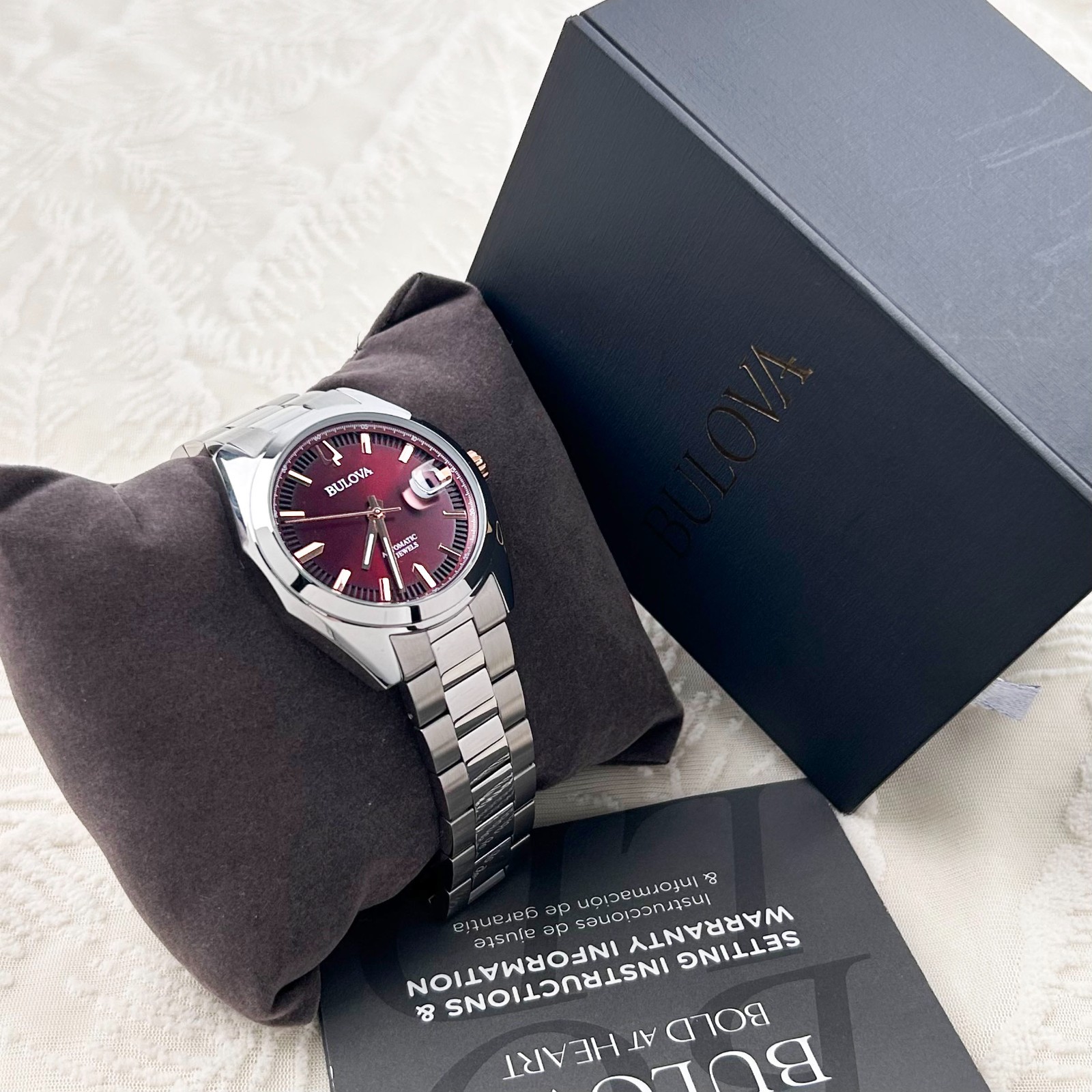 Bulova Classic Men’s Surveyor 98B422 Automatic Red Dial 39MM Watch