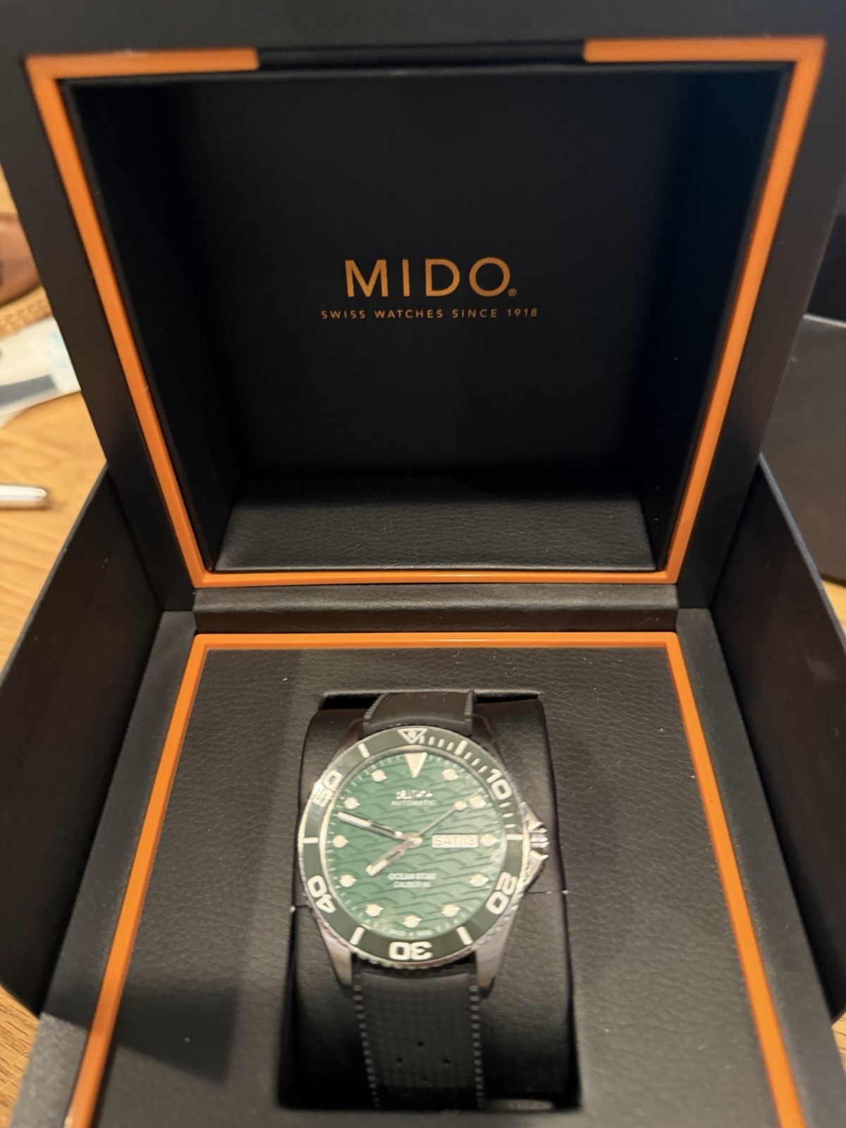 MIDO Ocean Star Caliber 80 42mm Green Wave Dial Box Papers +Bracelet