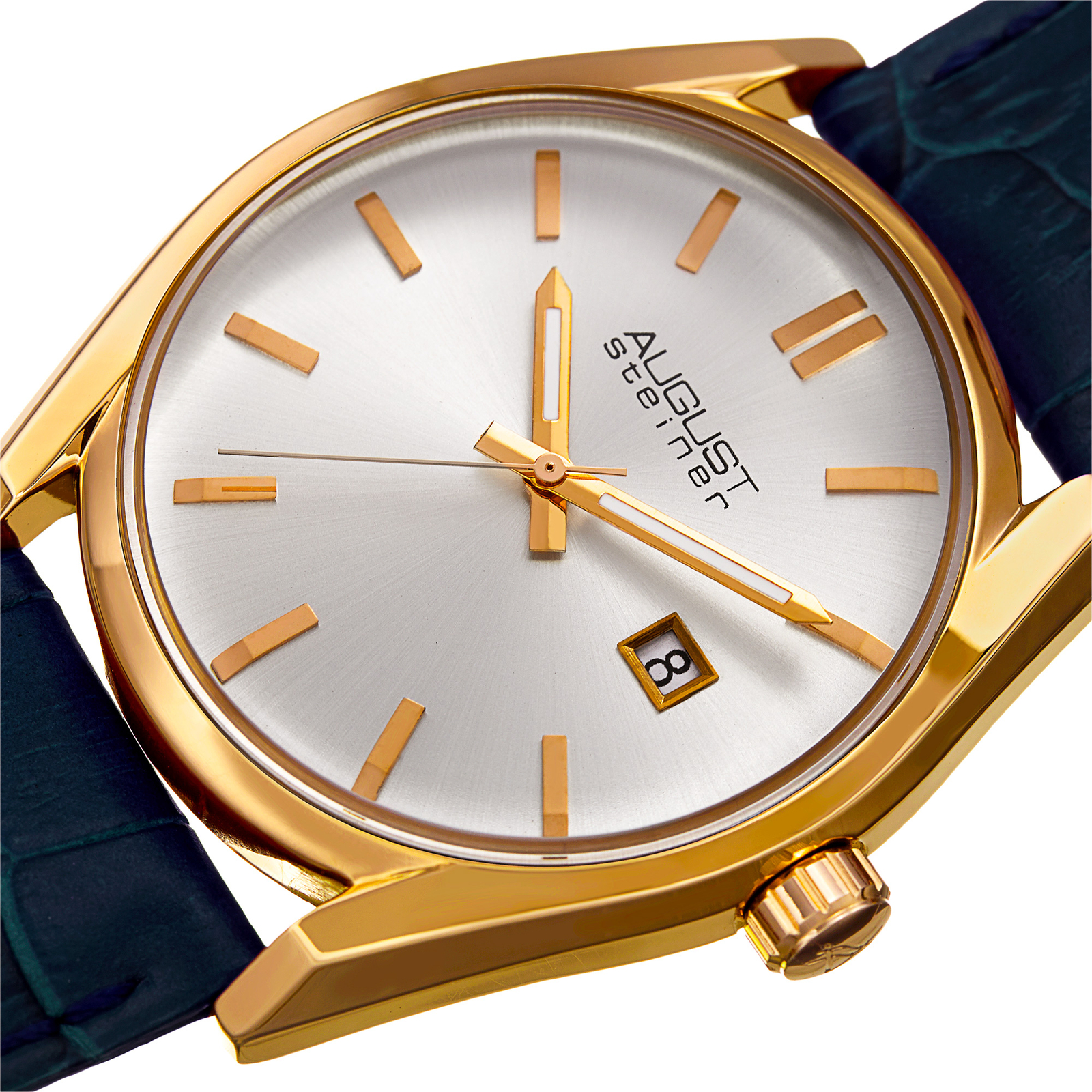 Women’s August Steiner AS8221BU Quartz Movement Date Genuine Leather Strap Watch