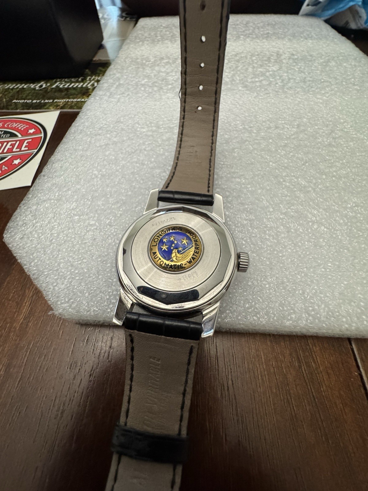 Longines Conquest Automatic Black Dial Date Alligator Leather Strap Watch