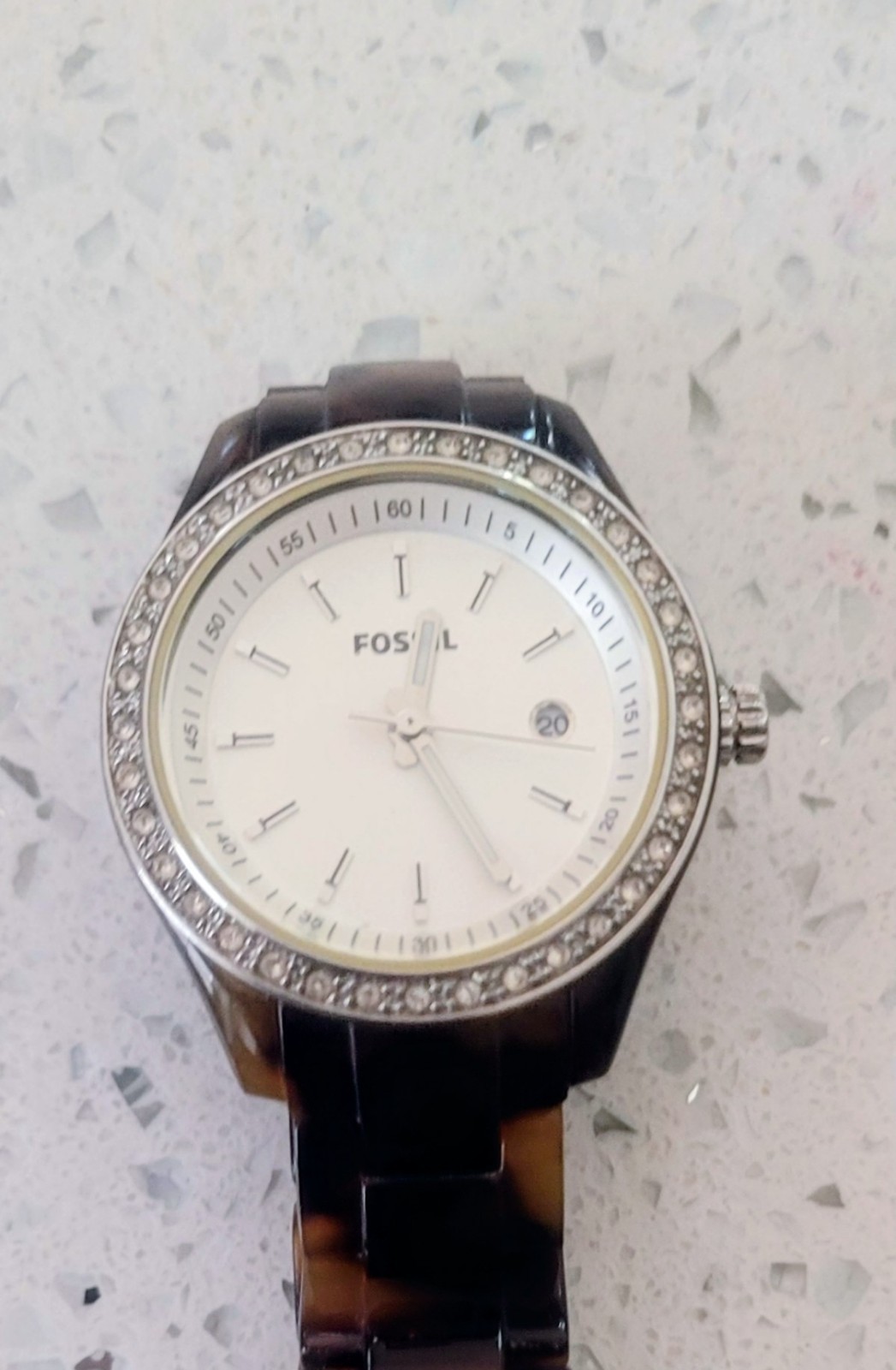 Fossil Stella Women Watch 31mm White Dial Crystals Date ES-2660