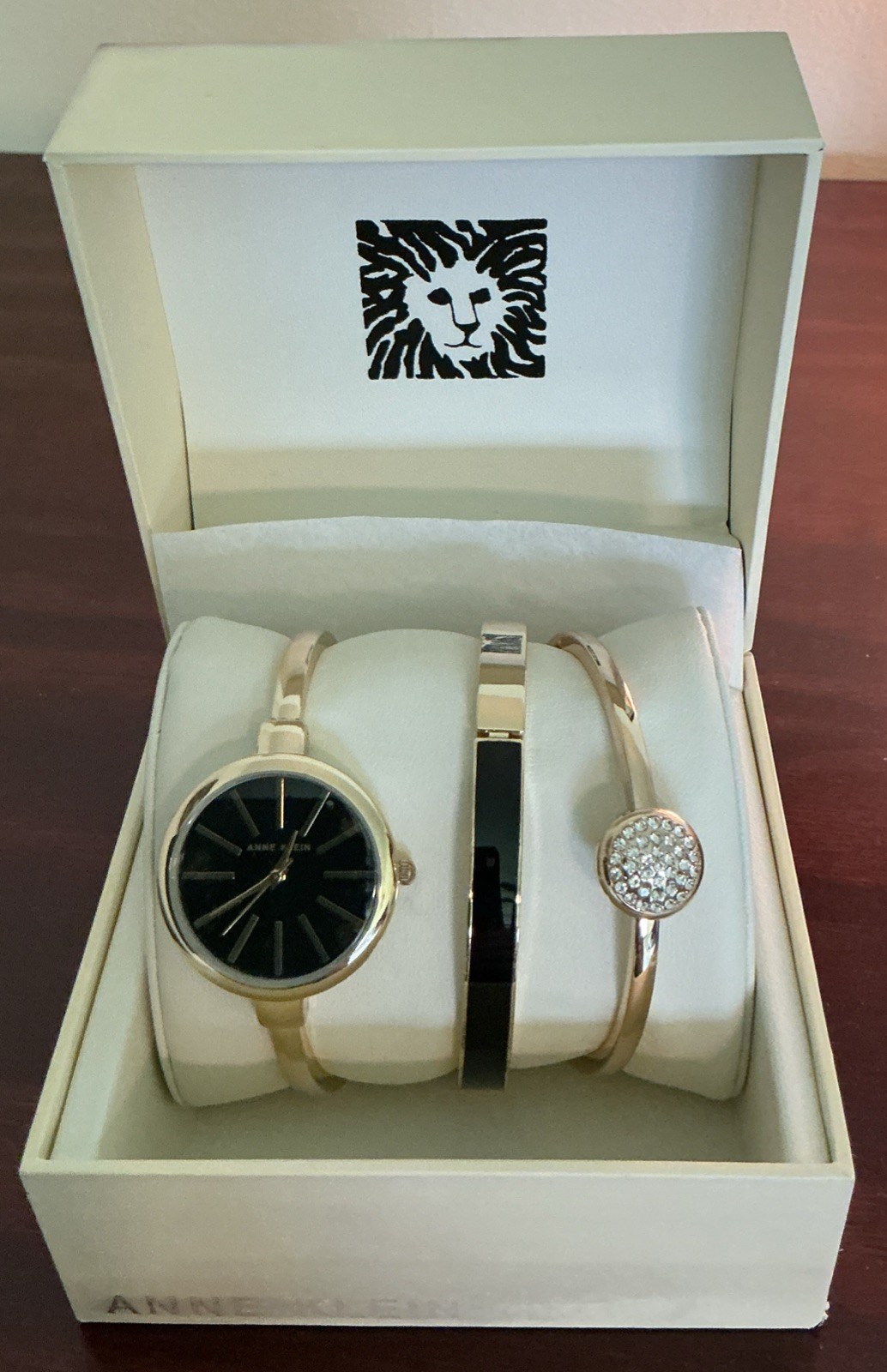 Anne Klein Watch & Bracelets. Watch Has Original Sticker Covering Watch Face