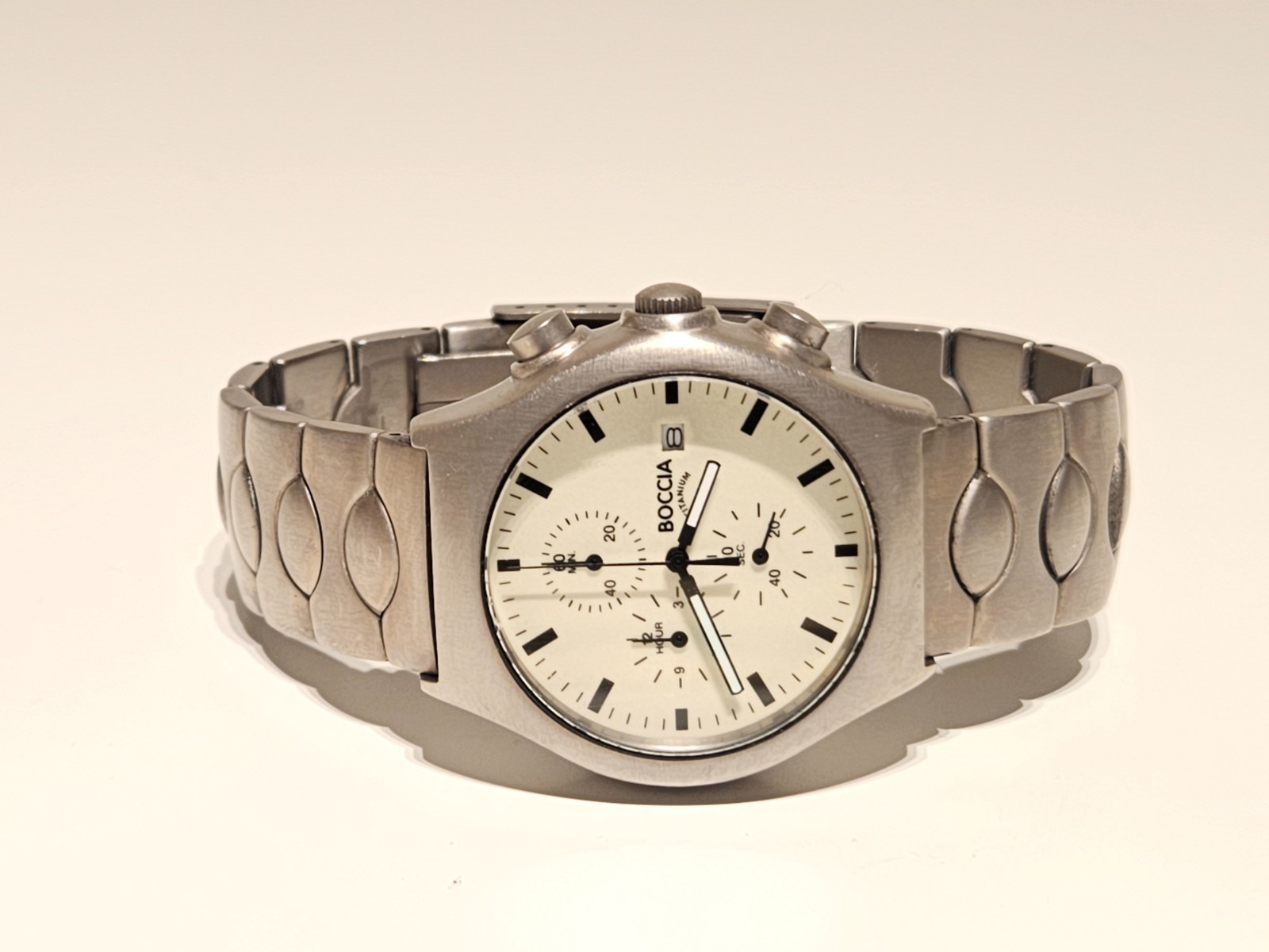 RETRO RARE SPORT ALL TITANIUM LUME DIAL QUARTZ CHRONOGRAPH MEN’S WATCH “BOCCIA”