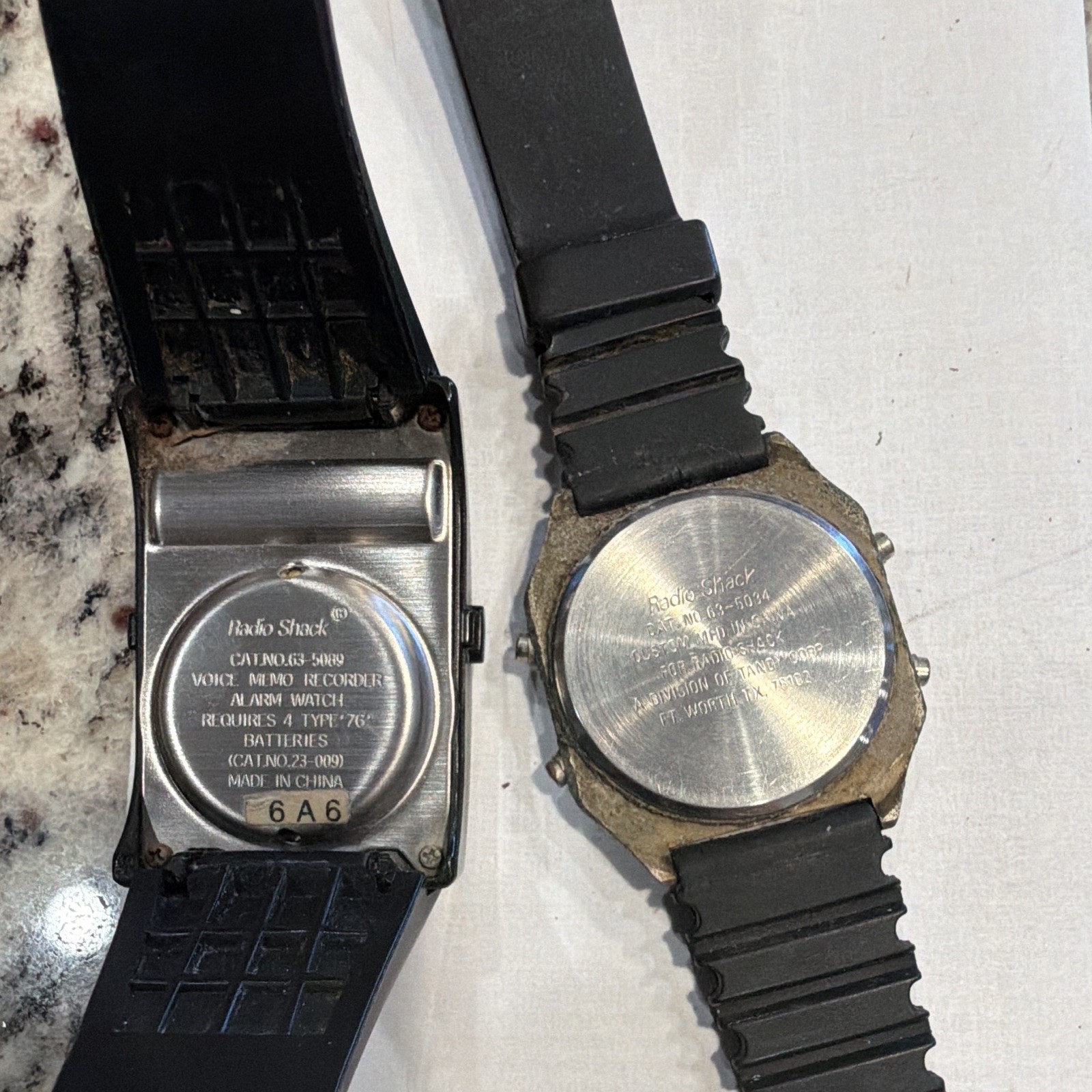 RadioShack Lot of 2 Digital Quartz Voice Recorder Alarm Watches, Black Resin