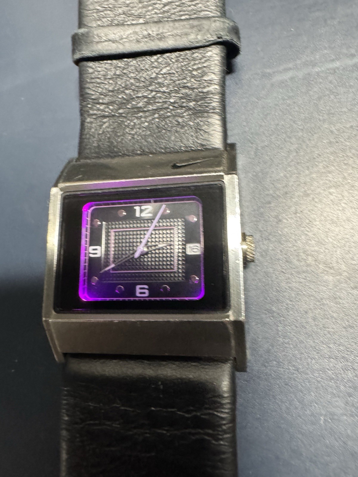 Nike Square Analog Quartz 100m Date Black Dial Leather Strap Steel Case (WA0051)