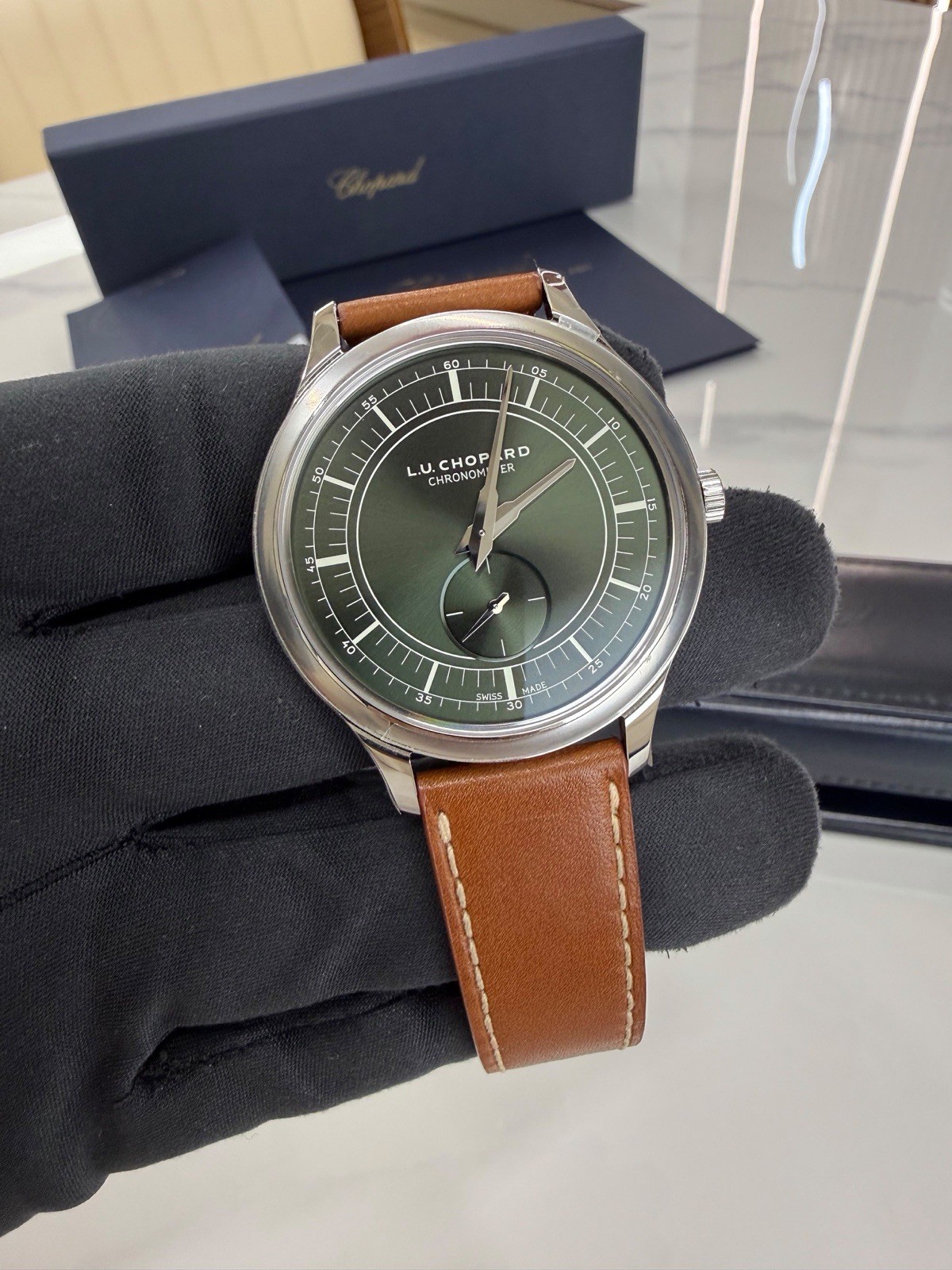Chopard L.U.C XPS SS Forest Green 40 mm Automatic 168629-3001 New