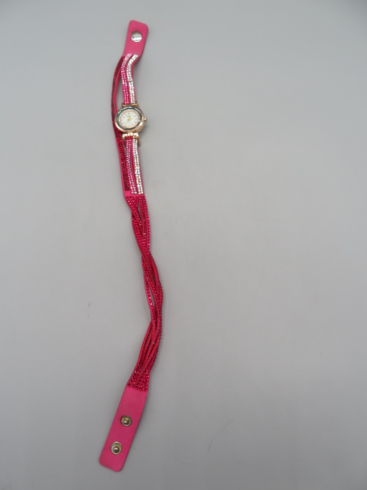 Ladies Duoya Wrap Watch Red, Pink & Clear Gemstones Pink Band New Battery