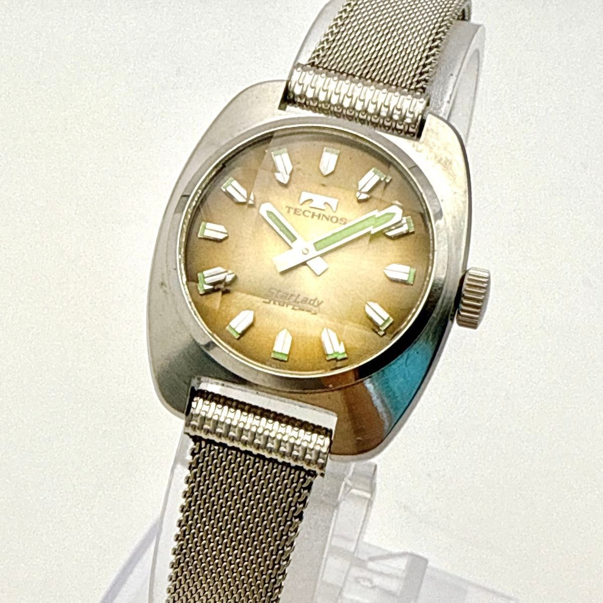A109 Working Excellent Condition Antique TECHNOS Starlady Tonneau Case Cut Glass