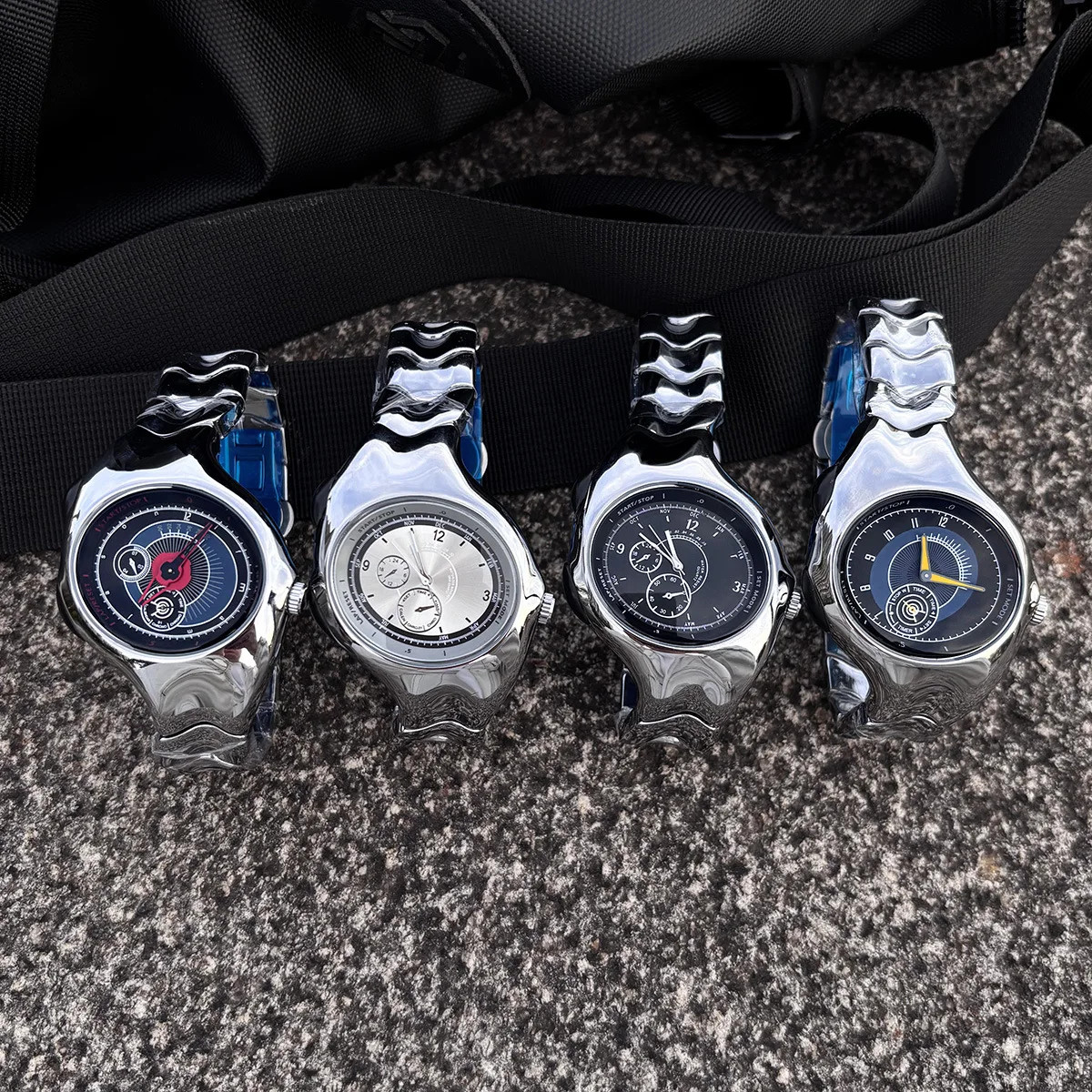 Y2K Alien Oval Quartz Watch Twisted Irregular Futuristic Retro Streetwear