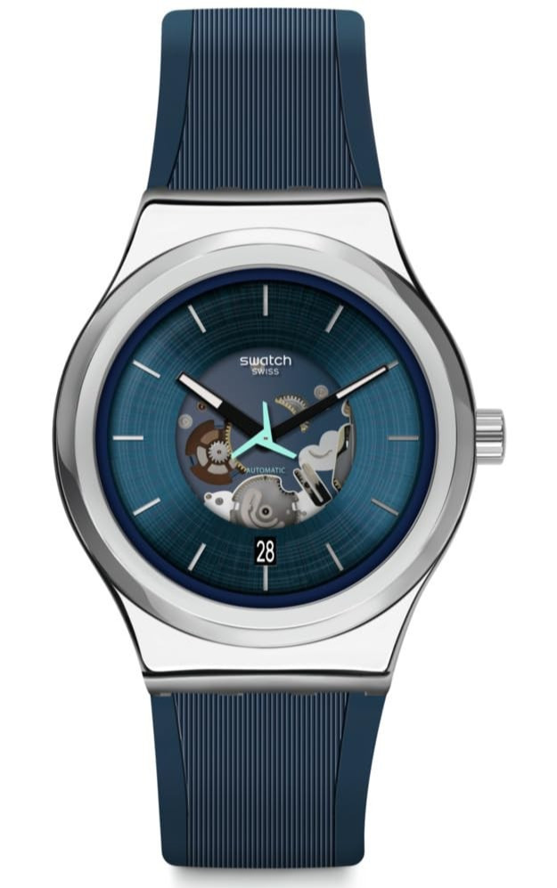 Swatch Irony Blurang Automatic Skeleton Quartz Watch Sistem51 Model YIS430 New
